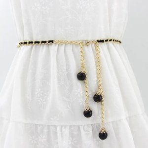 Belt Waist Chain Drop Dangle Pearl Beads Gold Adjustable Trendy Stylish Fashion